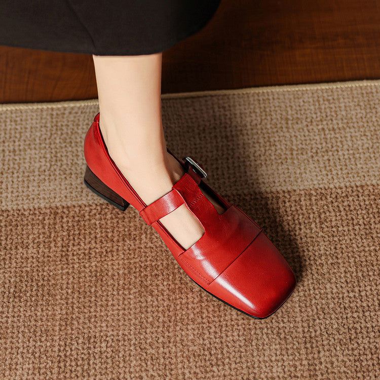 Iris Leather T Bar Court Shoes
