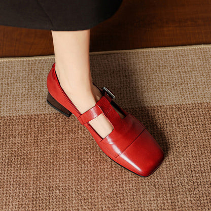 Iris Leather T Bar Court Shoes