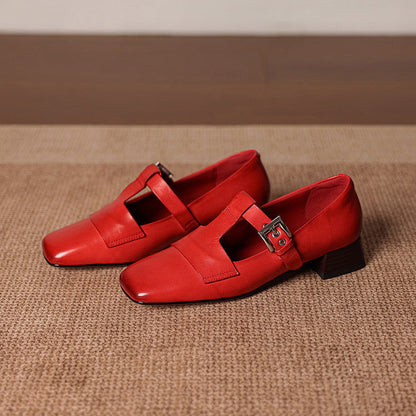 Iris Leather T Bar Court Shoes