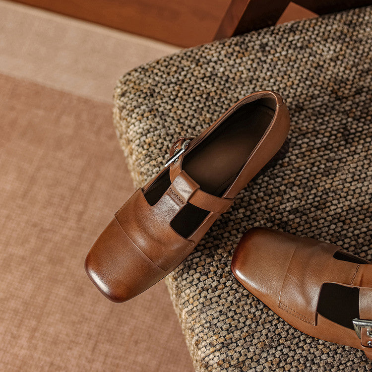 Iris Leather T Bar Court Shoes
