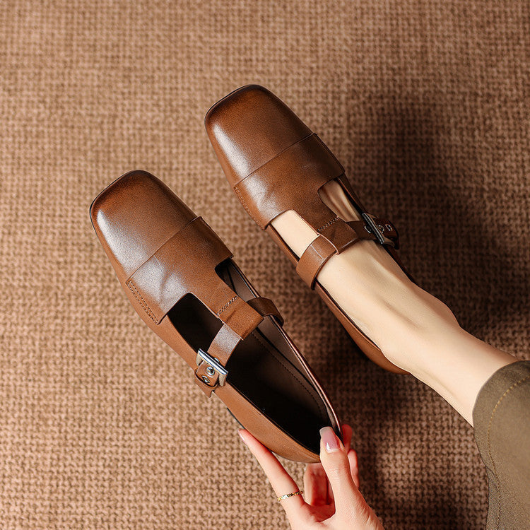 Iris Leather T Bar Court Shoes