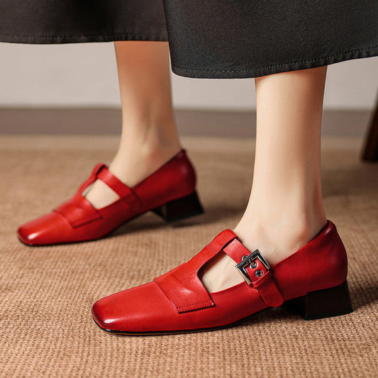 Iris Leather T Bar Court Shoes
