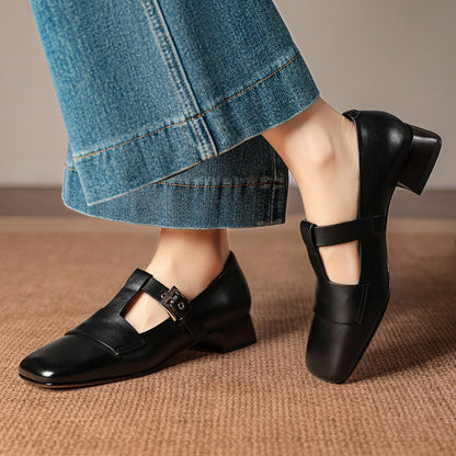 Iris Leather T Bar Court Shoes