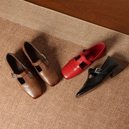 Iris Leather T Bar Court Shoes