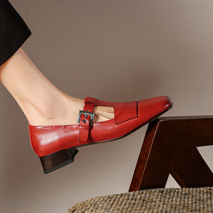 Iris Leather T Bar Court Shoes