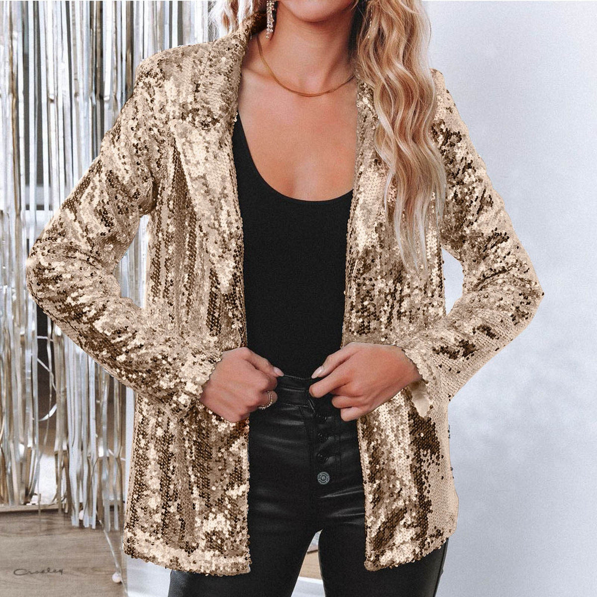 Maren Sequin Lapel Blazer