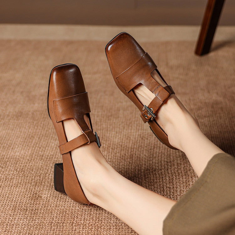 Iris Leather T Bar Court Shoes