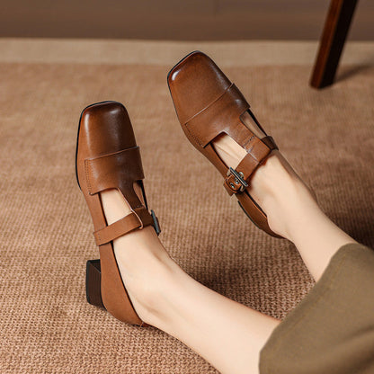 Iris Leather T Bar Court Shoes