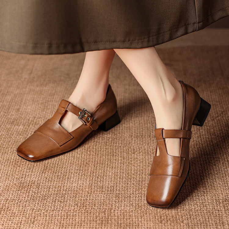 Iris Leather T Bar Court Shoes