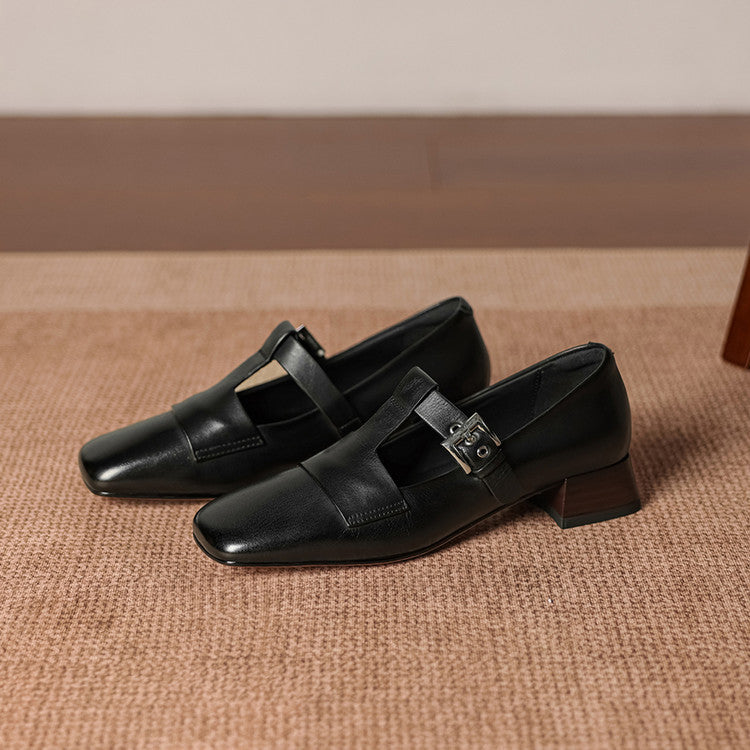 Iris Leather T Bar Court Shoes