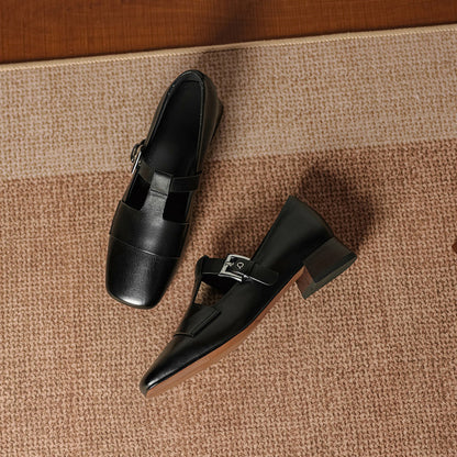 Iris Leather T Bar Court Shoes