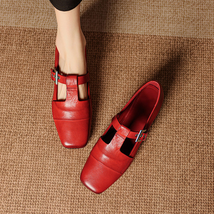 Iris Leather T Bar Court Shoes