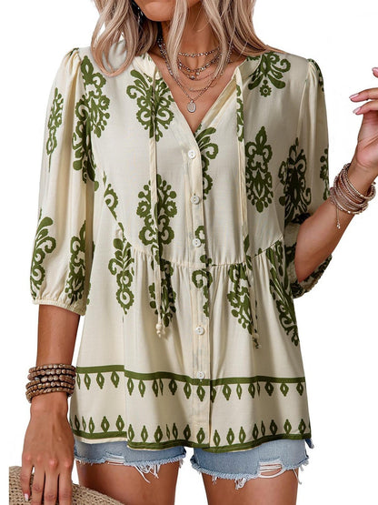 Boho Floral V-Neck