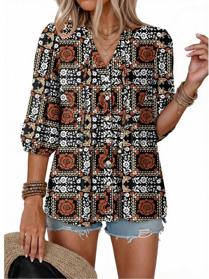 Boho Floral V-Neck
