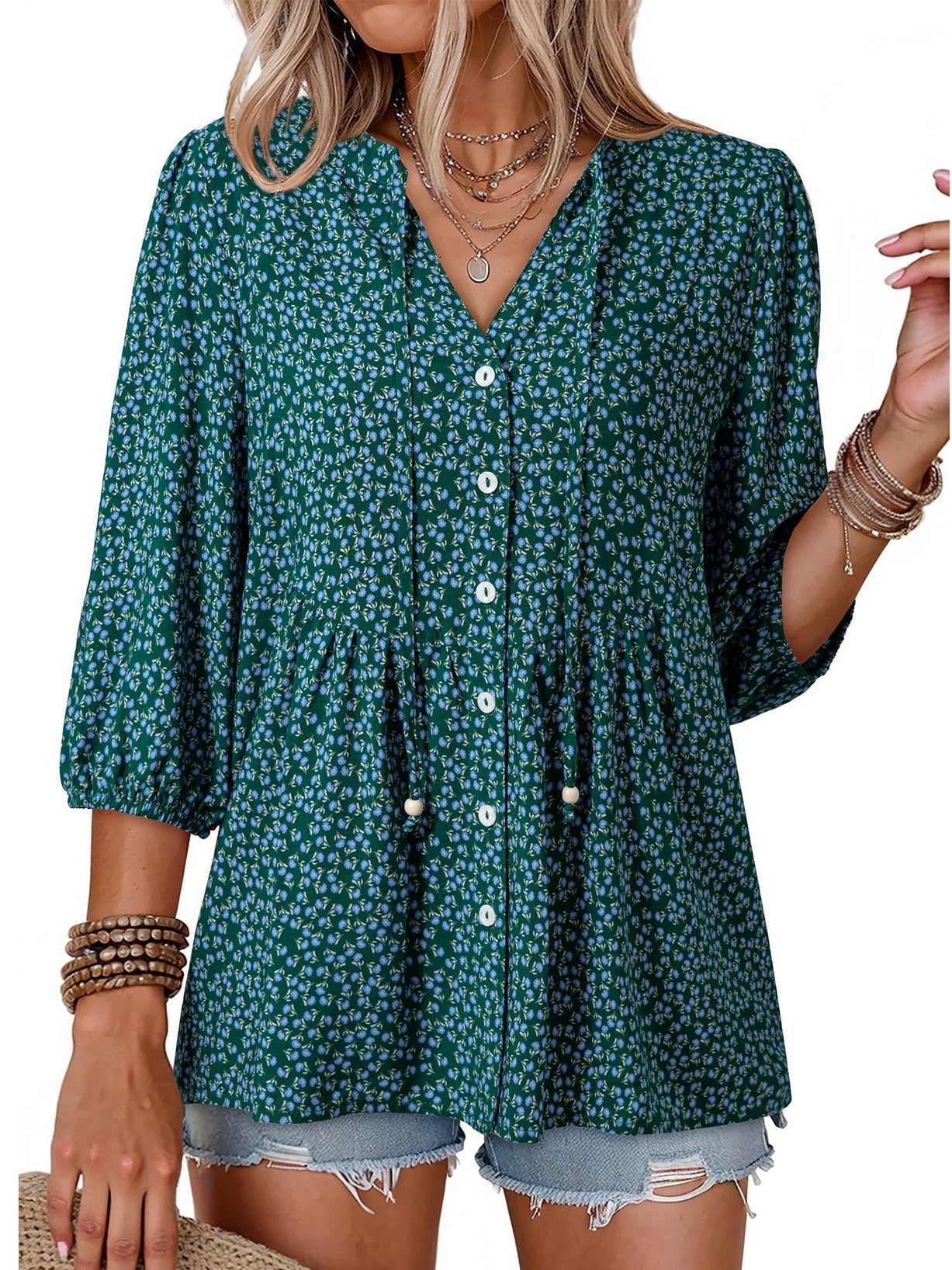 Boho Floral V-Neck