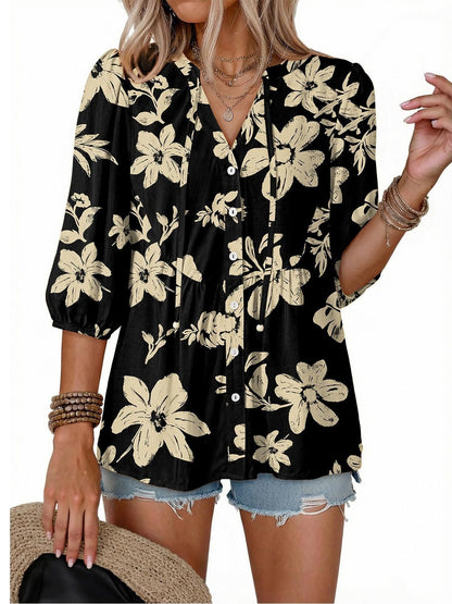 Boho Floral V-Neck
