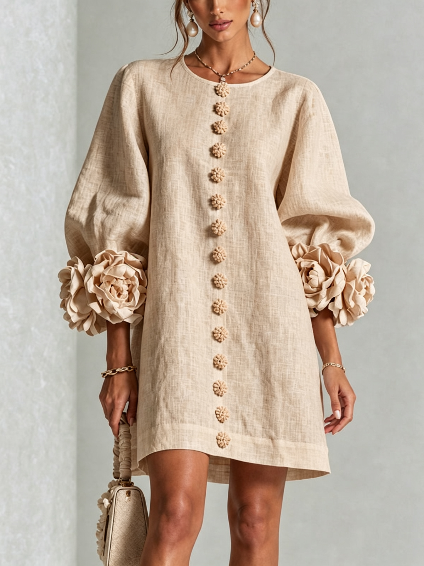 Mabel Linen Puff Sleeve Dress