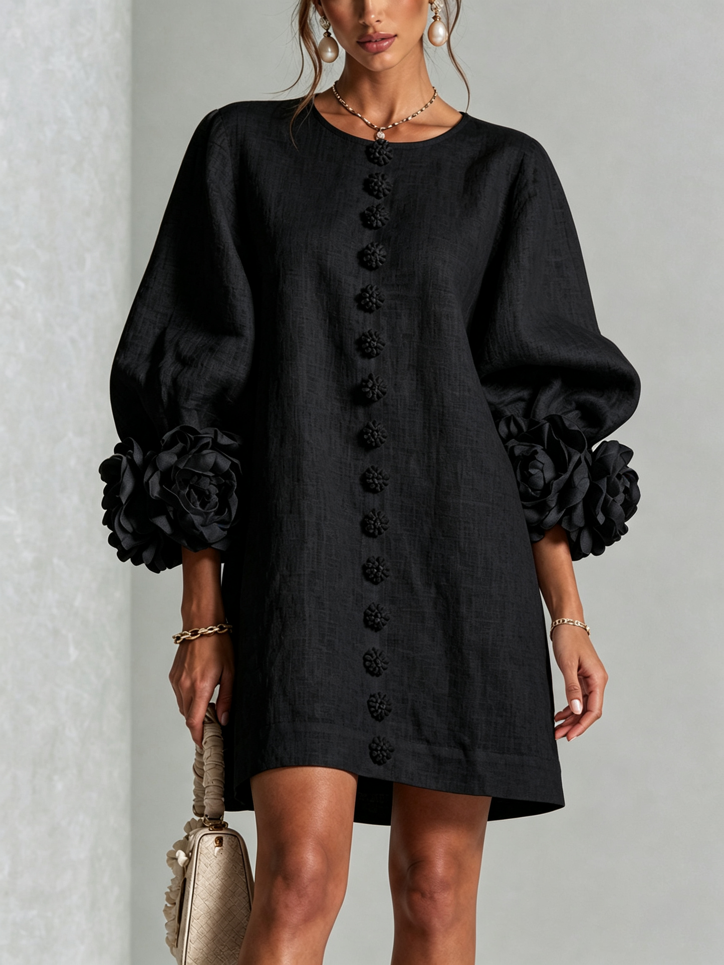 Mabel Linen Puff Sleeve Dress