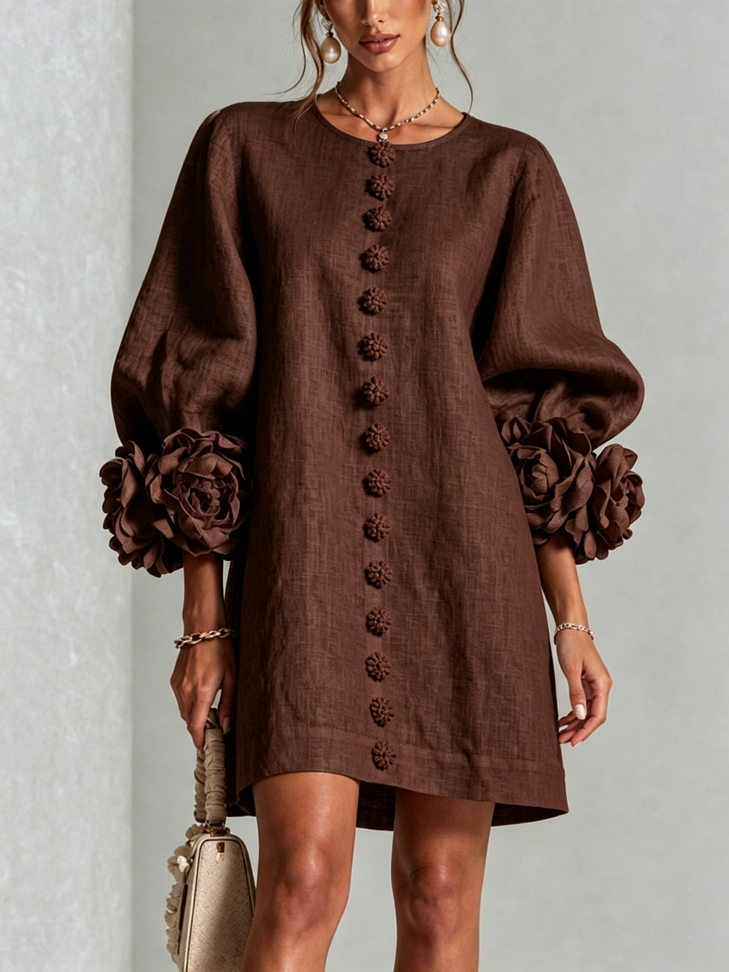 Mabel Linen Puff Sleeve Dress