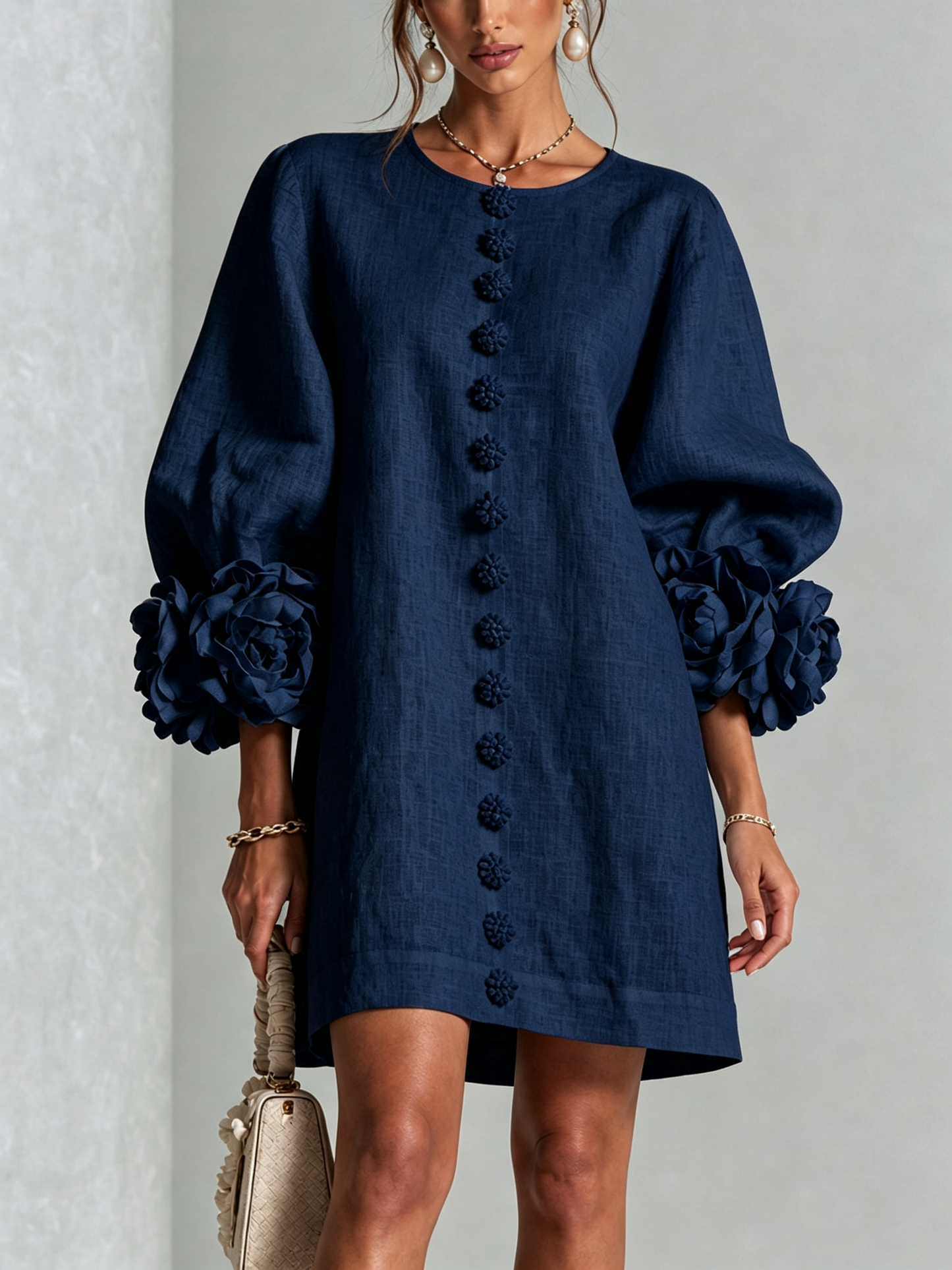 Mabel Linen Puff Sleeve Dress