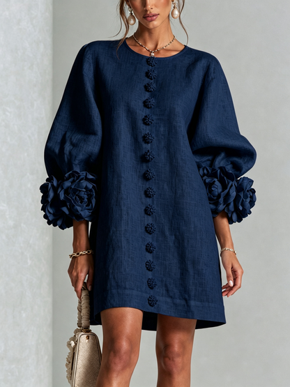 Mabel Linen Puff Sleeve Dress