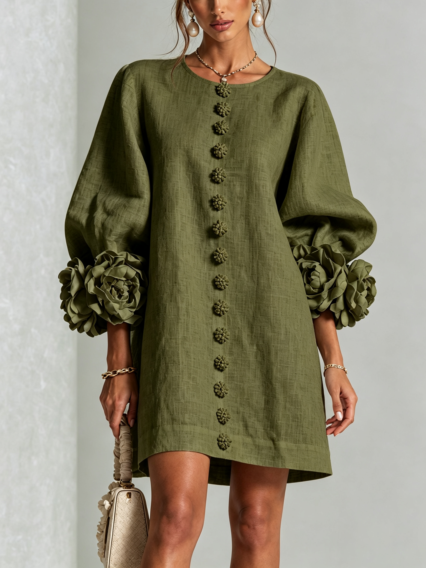 Mabel Linen Puff Sleeve Dress