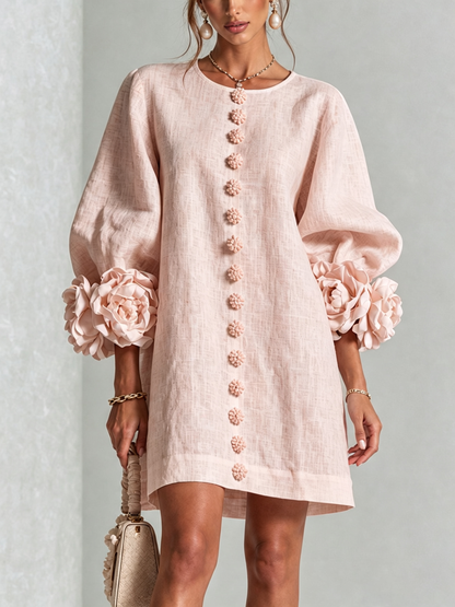 Mabel Linen Puff Sleeve Dress