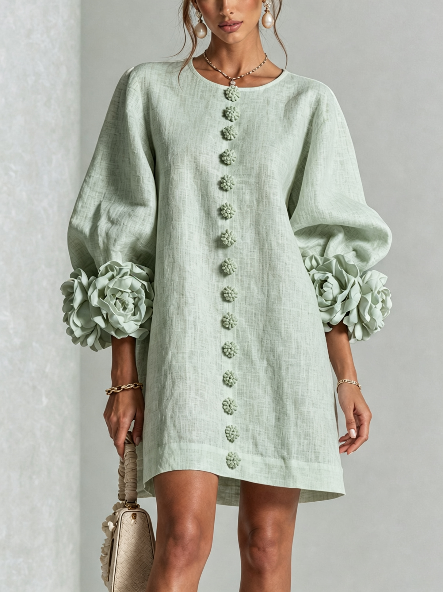 Mabel Linen Puff Sleeve Dress
