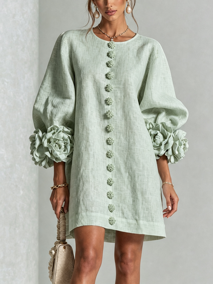 Mabel Linen Puff Sleeve Dress