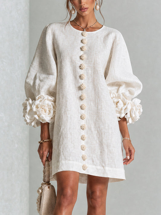 Mabel Linen Puff Sleeve Dress