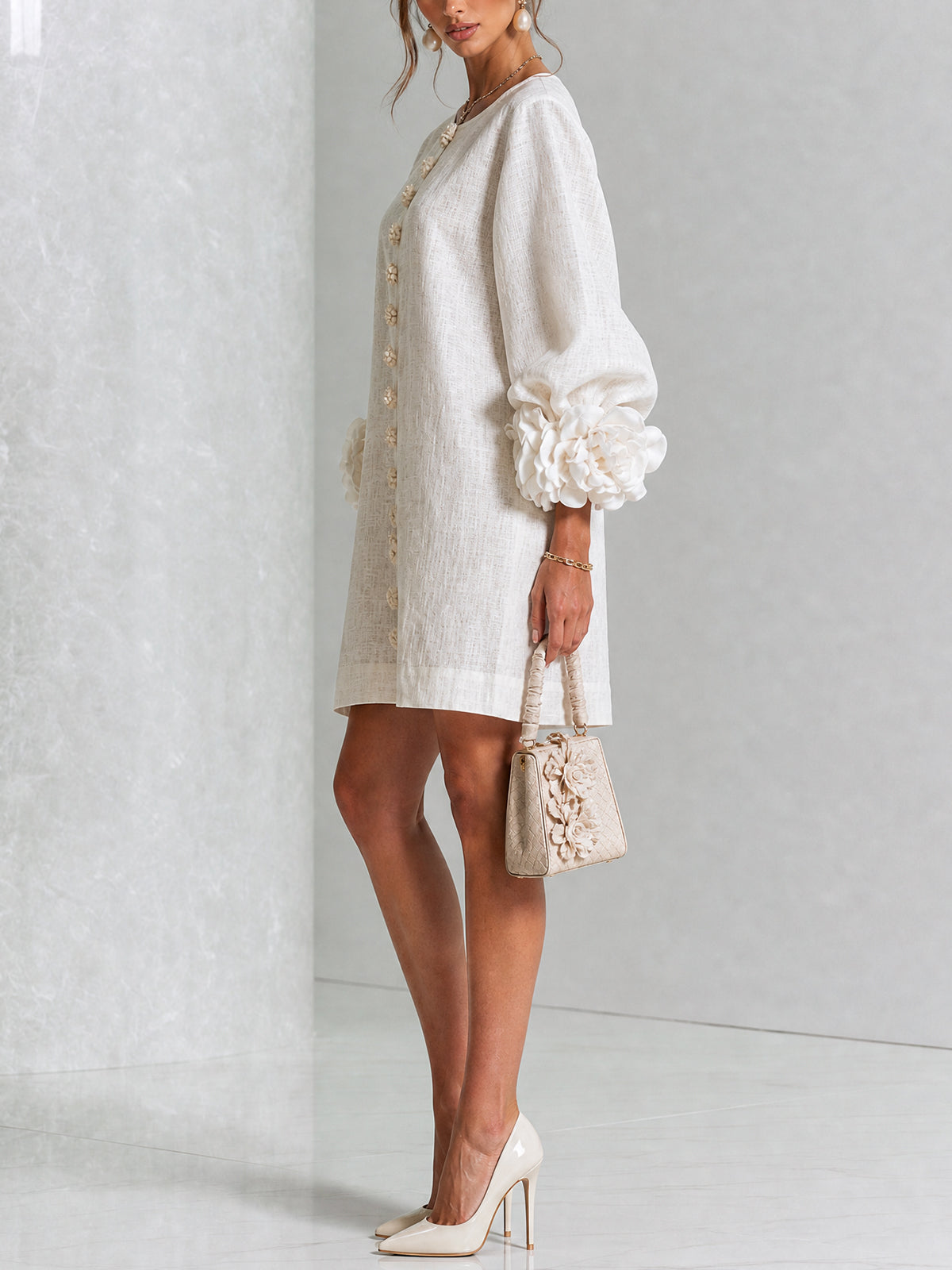 Mabel Linen Puff Sleeve Dress