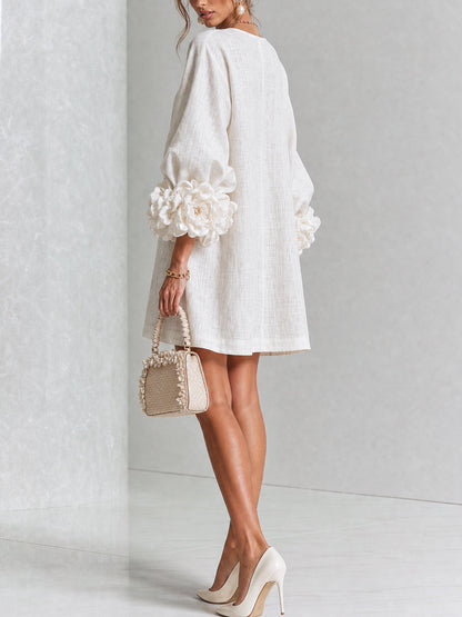 Mabel Linen Puff Sleeve Dress