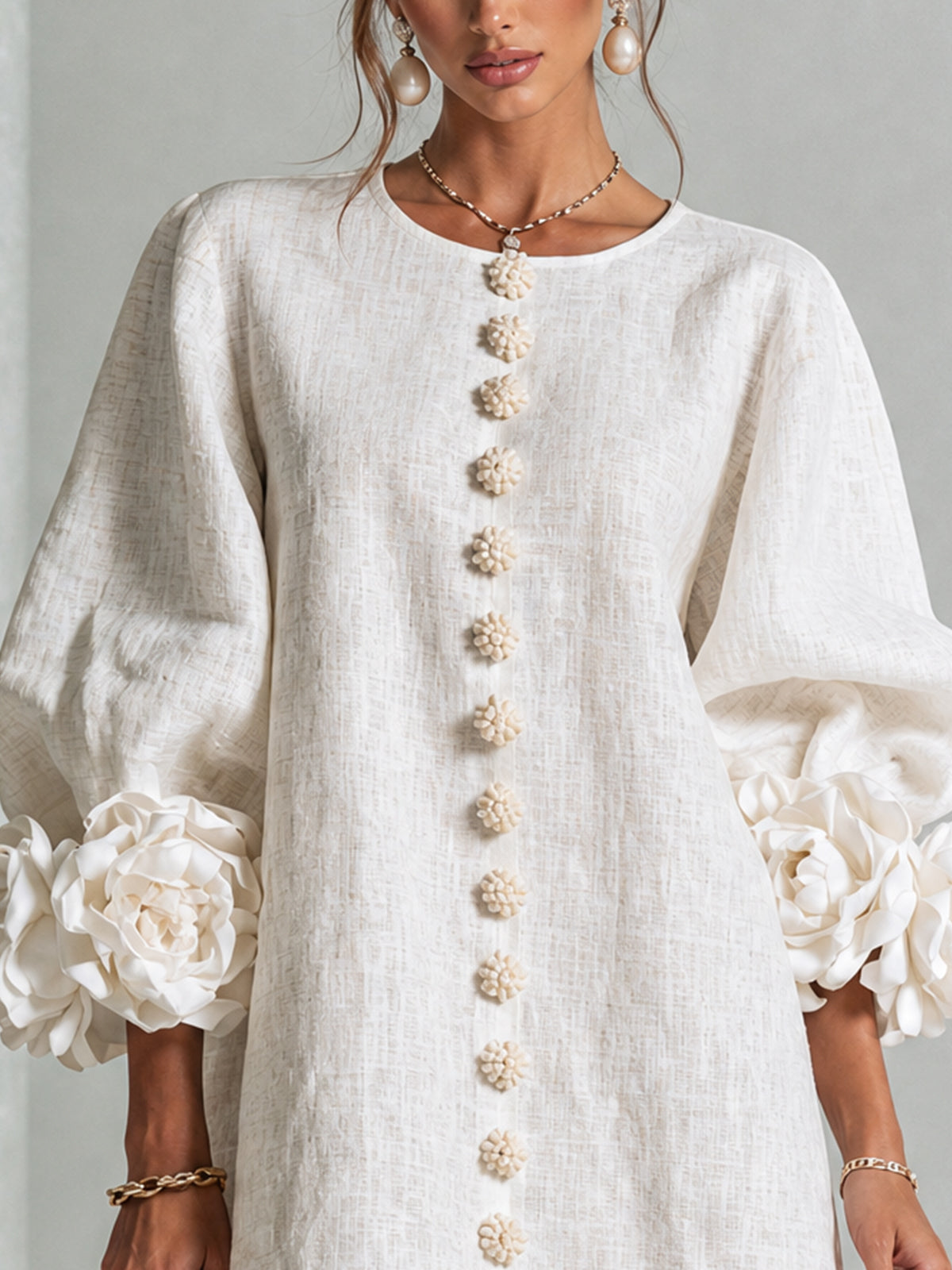 Mabel Linen Puff Sleeve Dress