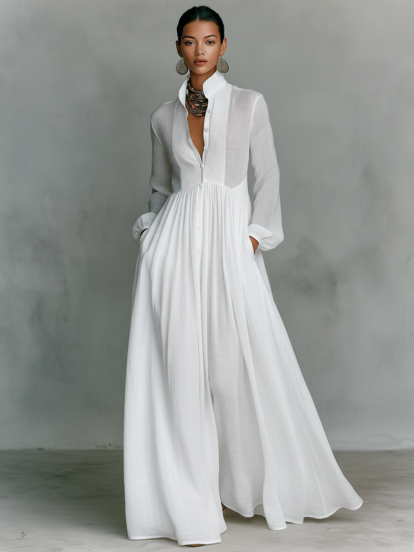 Corbin Linen Patchwork Maxi Dress