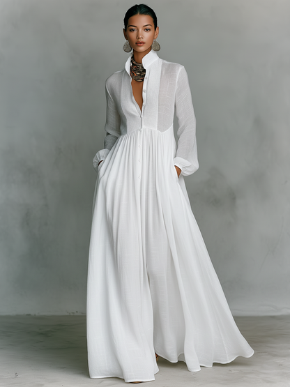 Corbin Linen Patchwork Maxi Dress