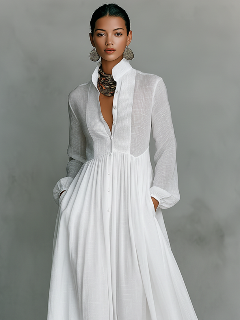 Corbin Linen Patchwork Maxi Dress