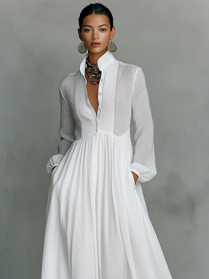 Corbin Linen Patchwork Maxi Dress