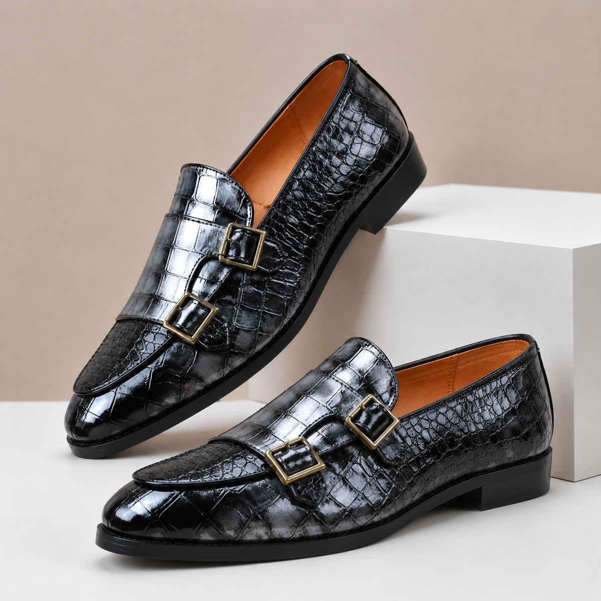 Ellis Embossed Leather Loafers