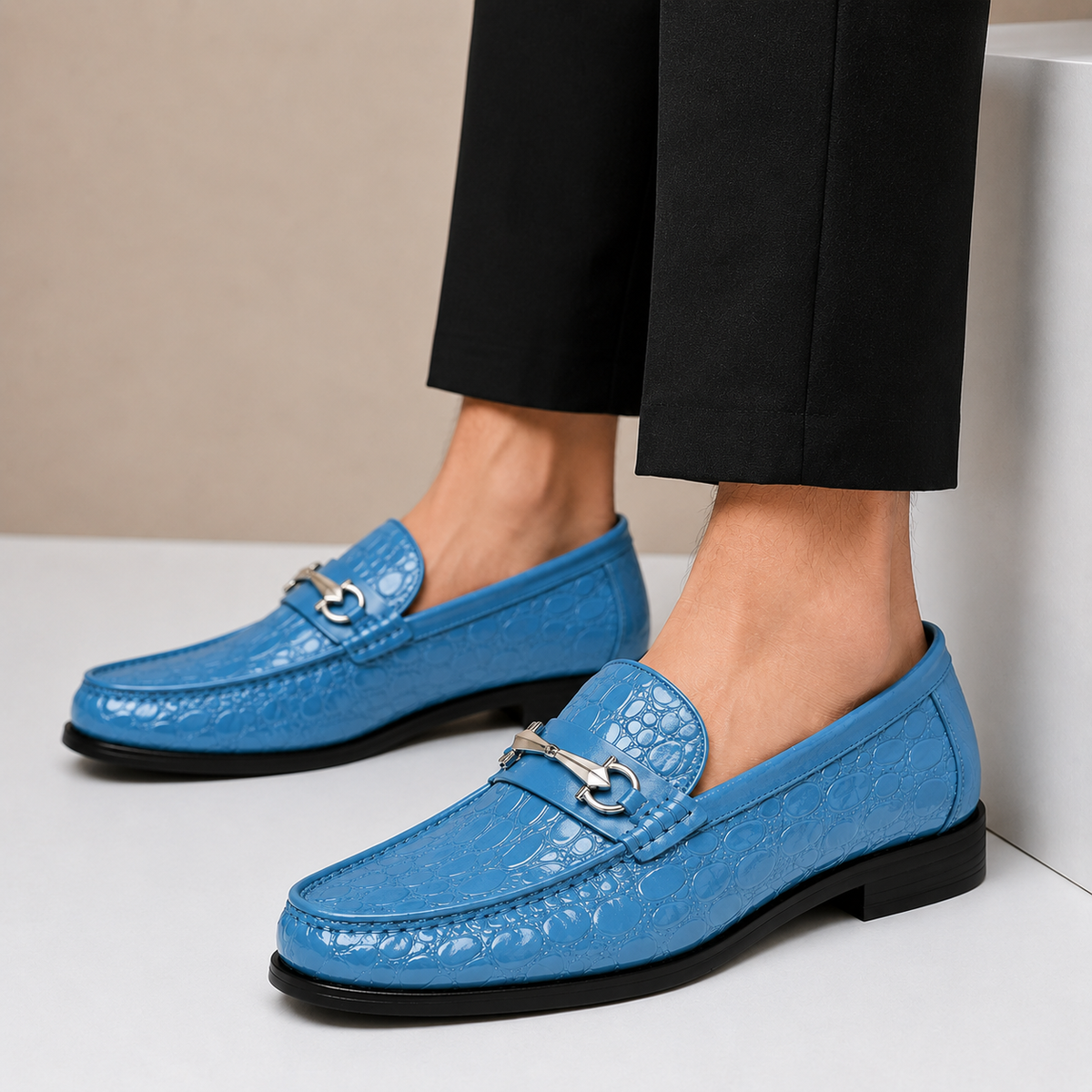 Callum Embossed Leather Loafers