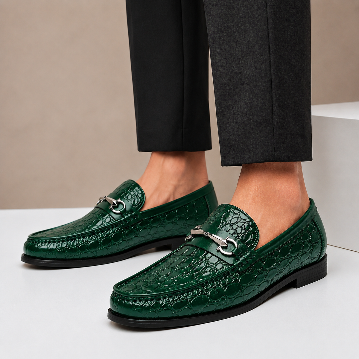 Callum Embossed Leather Loafers