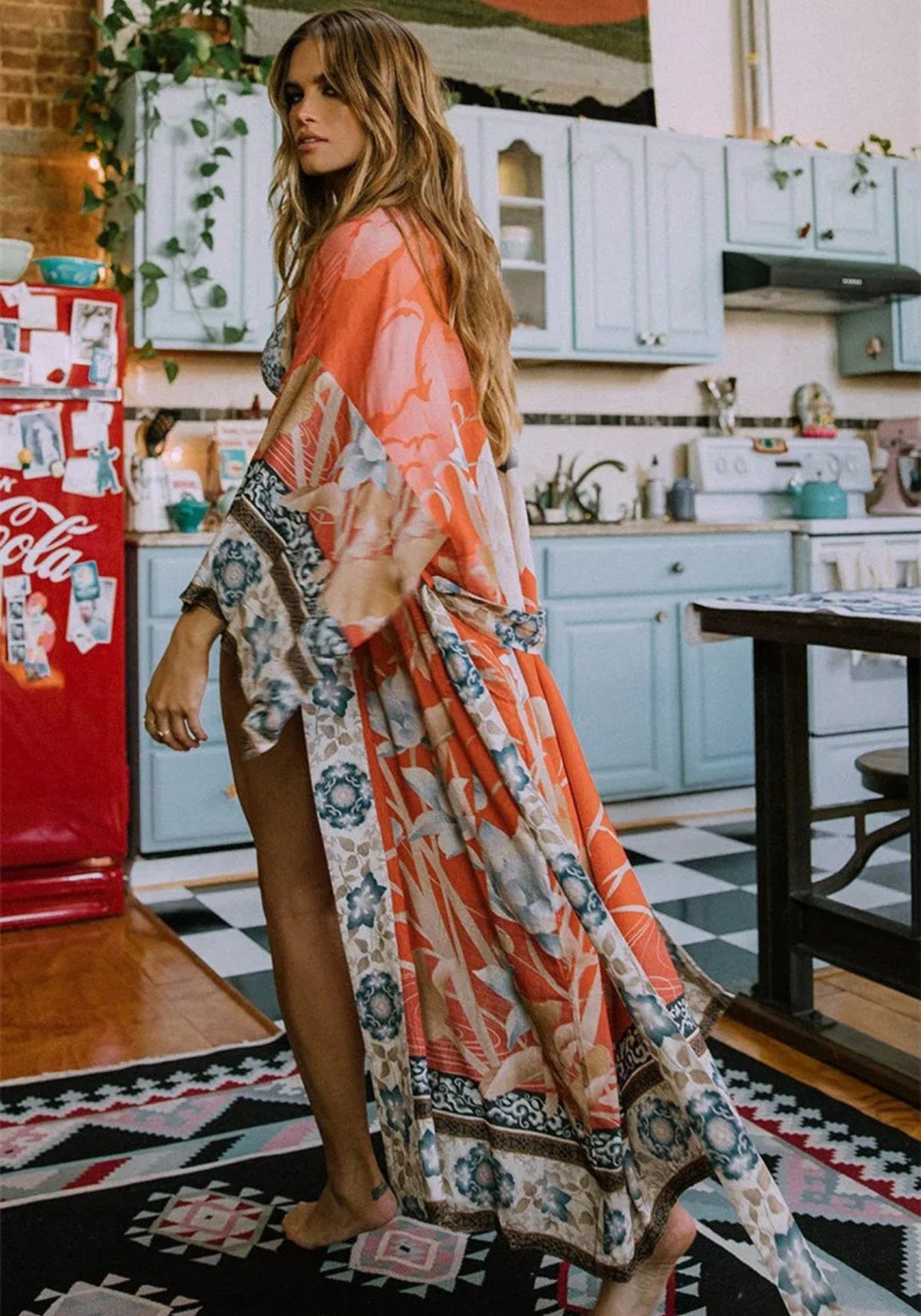 Norah Longline Satin Kimono