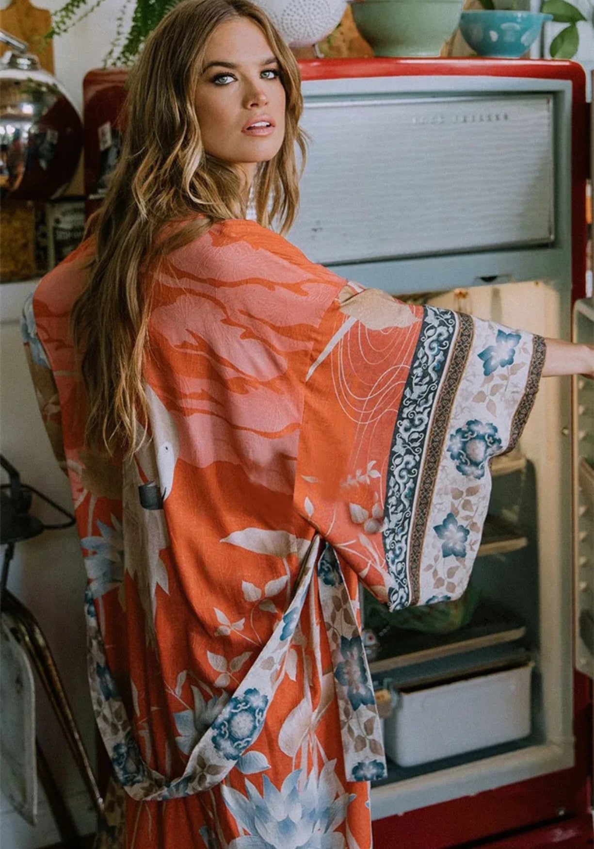 Norah Longline Satin Kimono