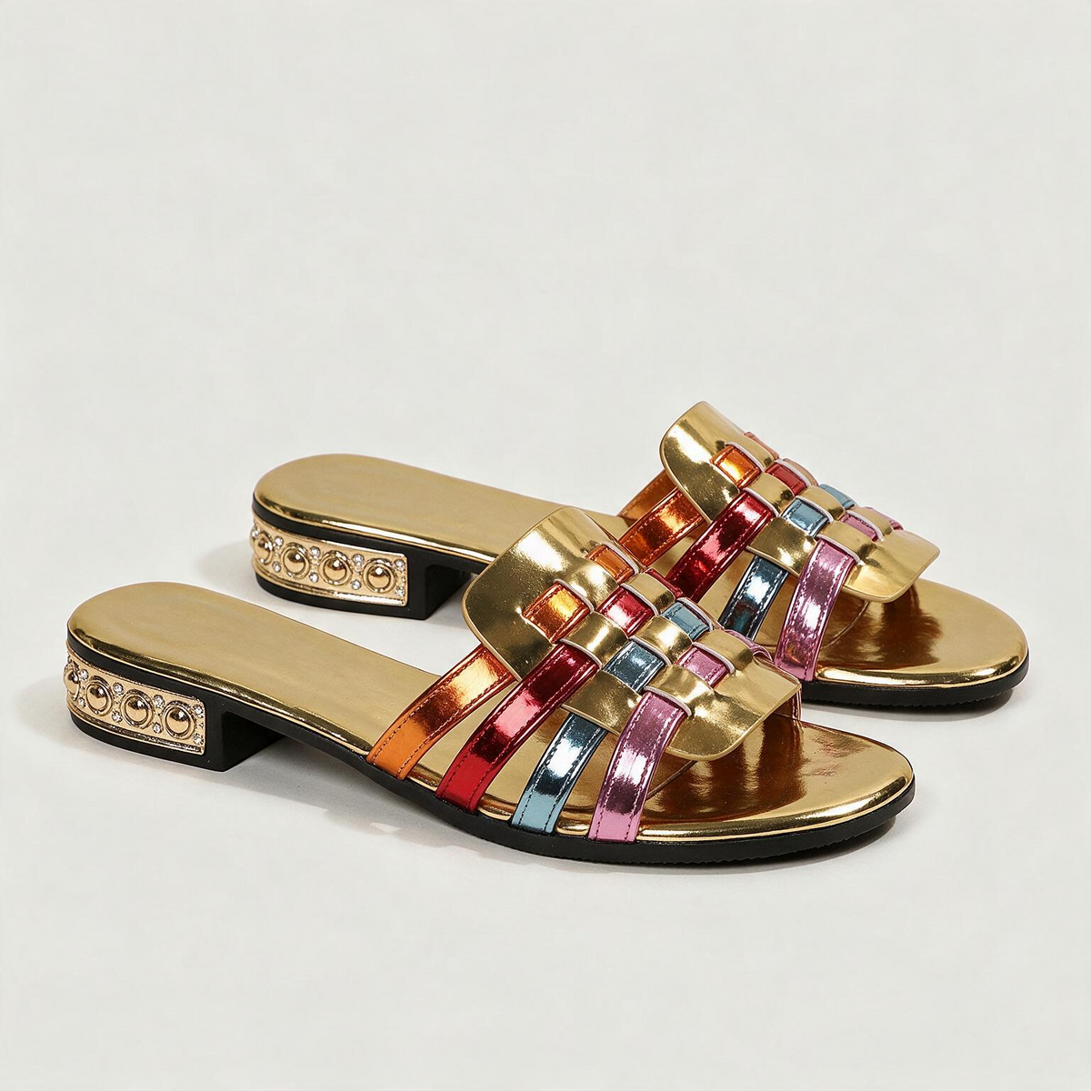 Iona Woven Block Heel Sandals