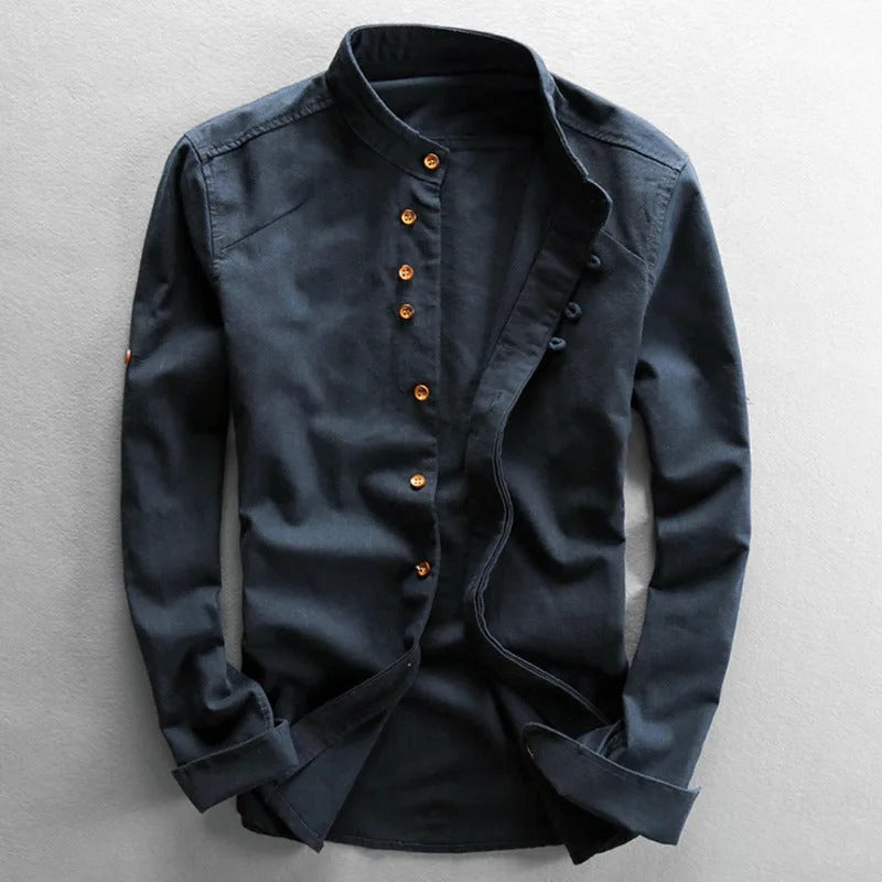 Otto Stand Collar Cotton Shirt