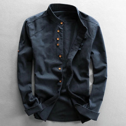 Otto Stand Collar Cotton Shirt
