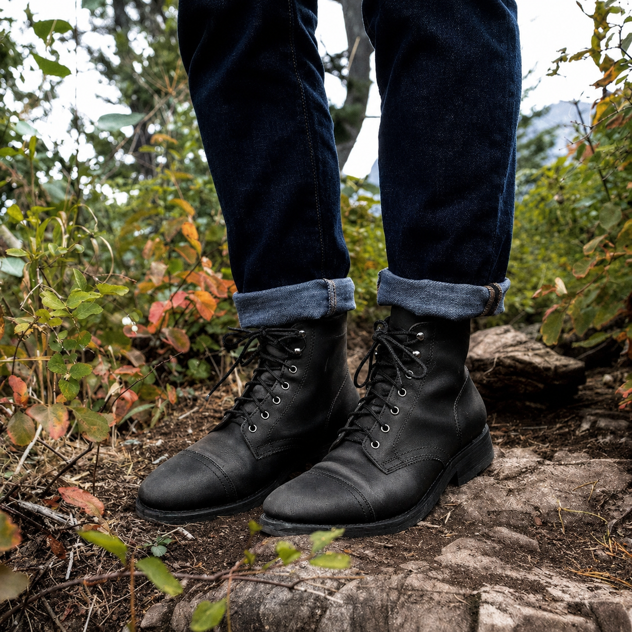 Hollis Cap Toe Leather Boots