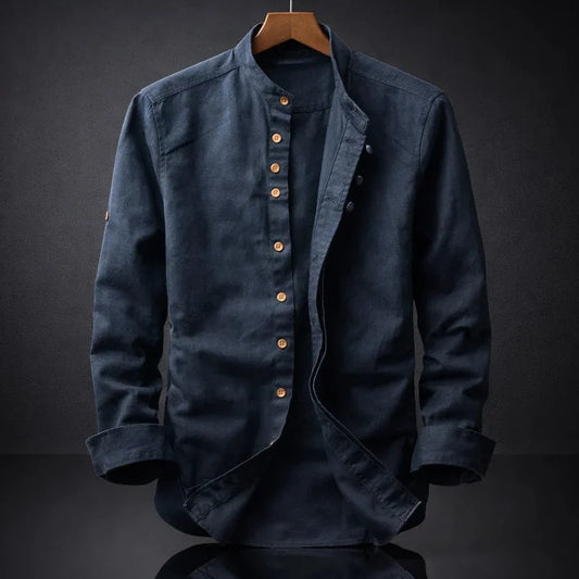 Otto Stand Collar Cotton Shirt