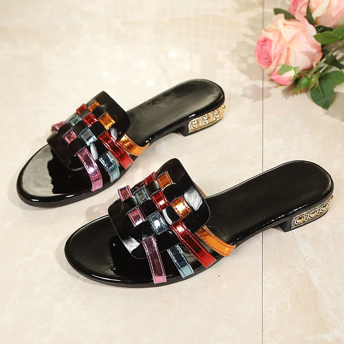 Iona Woven Block Heel Sandals