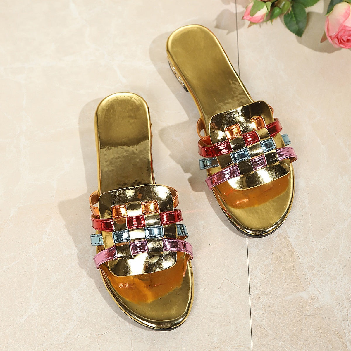 Iona Woven Block Heel Sandals